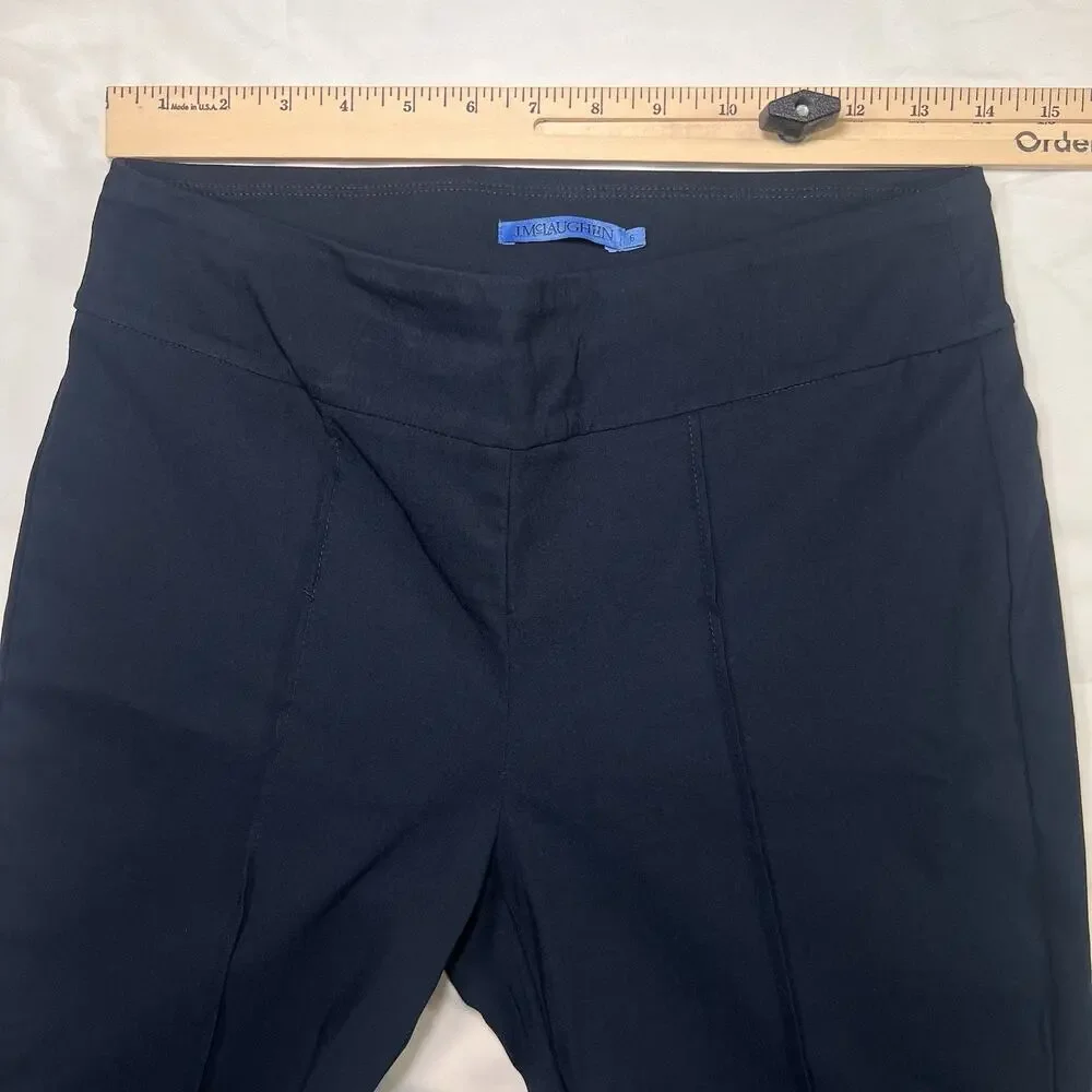 J.McLaughlin Masie Pants Womens Size 6 Navy Blue Stretch Pull On Corpgirl Office
